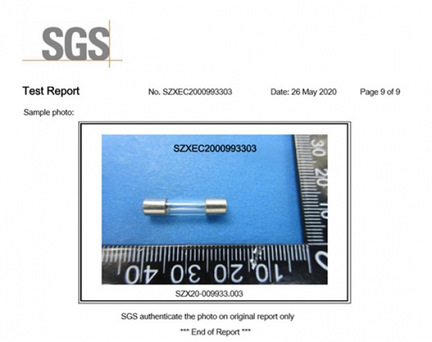 集電通玻璃保險(xiǎn)管SGS認(rèn)證